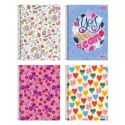 Caderno Espiral Tilibra Colegial - Capa Dura 01 Matéria D+ Feminino 96 Folhas - Embalagem com 4 Unidades
