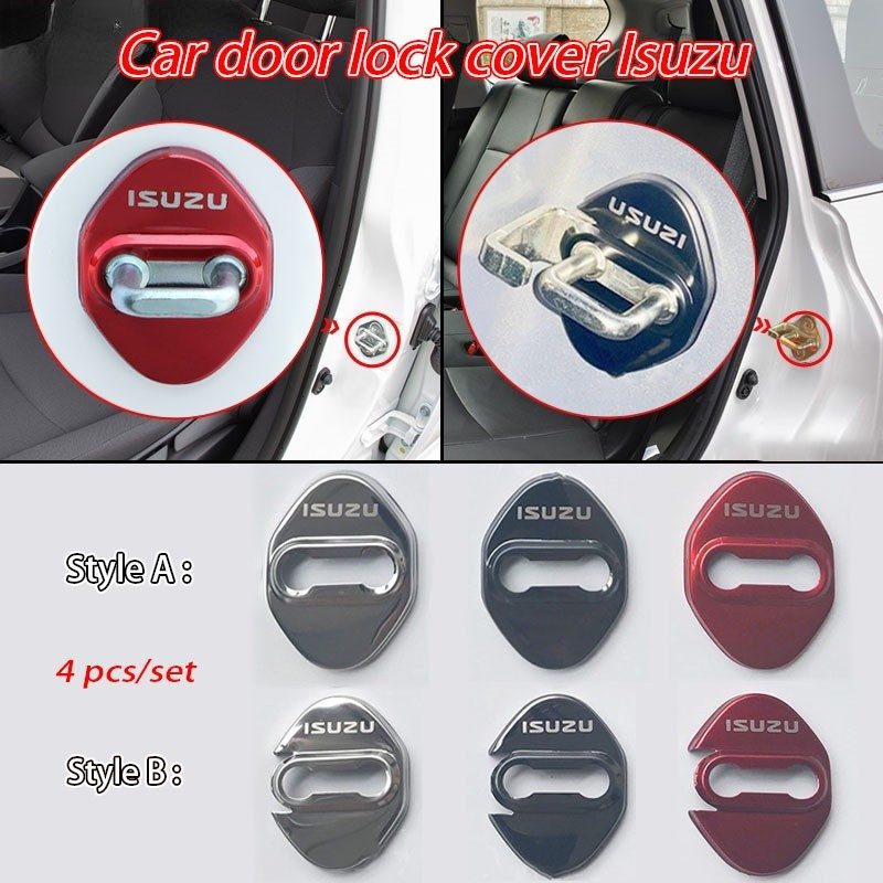 4 peças de capa protetora para fechadura de porta de carro Isuzu, decoração em aço inoxidável, acessórios para carro