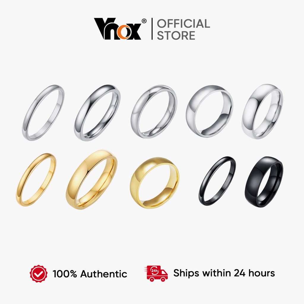 Anel Unissex De Alto Polimento Vnox 2mm-6mm , Faixa De Uso Diário Antidesbotamento De Aço Inoxidável Para Homens E Mulhe