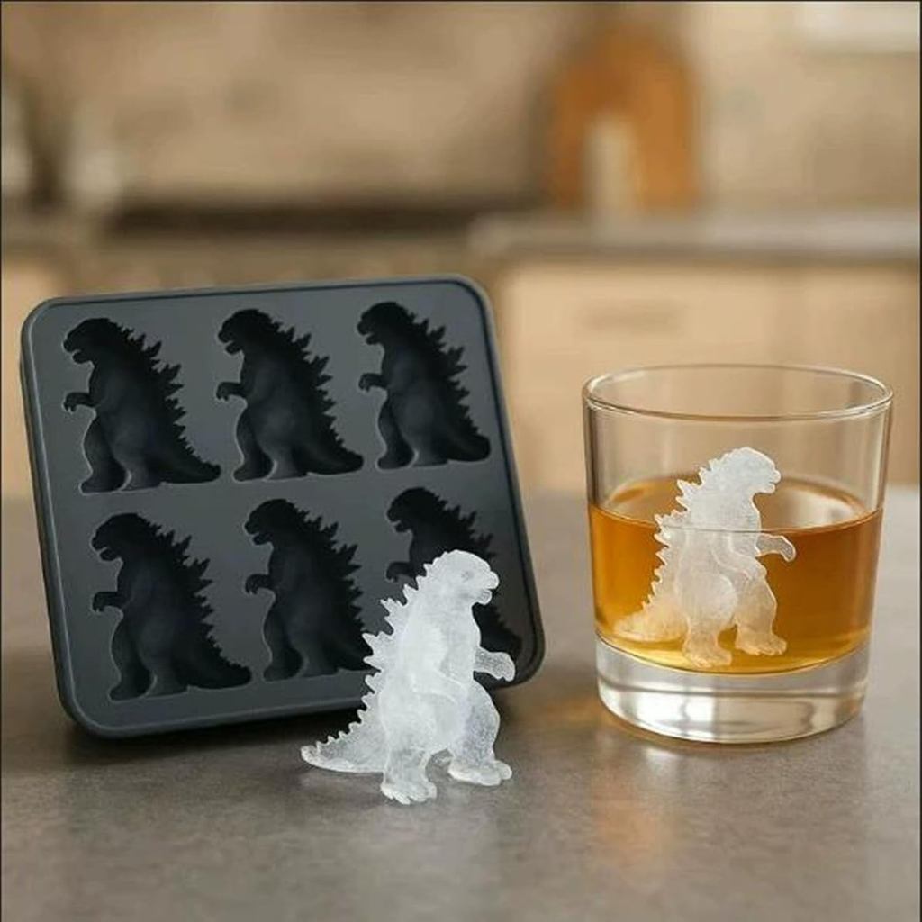 Forma de Gelo de Silicone 3D em Forma de Monstro, 6 Cavidades em Forma de Dinossauro, para Whisky e Coquetéis, Fabricant