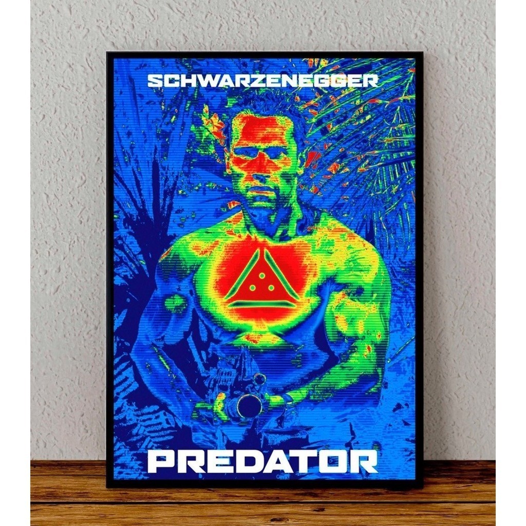 Quadro Decorativo Predator Peli Schwarzenegger Decorativo Preta Bandas Animes Decoração Parede
