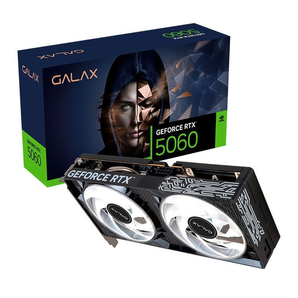 Placa de Vídeo NVIDIA GeForce Galax RTX5060 1 Click OC 2X 8GB - 128 Bits - HDMI/3X Displayport - 56NSN8MDDXBO