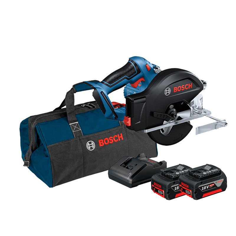 Cortadora de Metal 5.3/8" a Bateria 18V Bosch GKM 18V-50 com 2 Bateria 18V 4Ah Carregador Bivolt e Bolsa