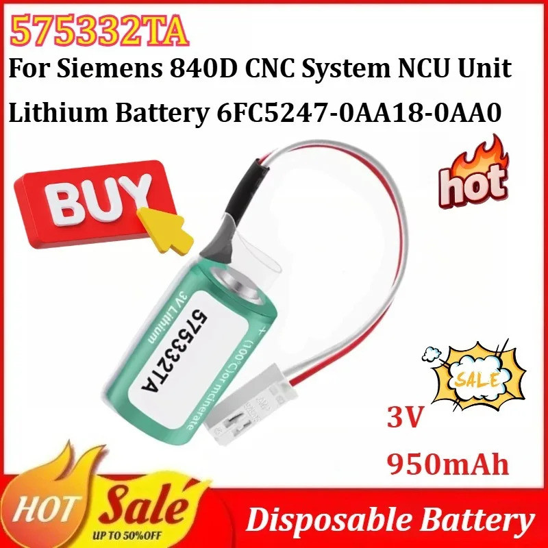 5Pcs 575332bateria Descartável Ta 3V 950mAh Para Sistema Siemens 840D CNC Bateria De Lítio Da Unidade NCU 6FC5247-0AA18-