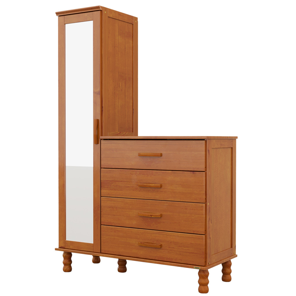 Comoda Sapateira Casual 4 Portas 1 Gaveta Pés Madeira Maciça