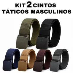 Kit 2 Cintos Masculinos em Nylon 120cm Com Fivela de Engate Rápido Ajustável e Resistente