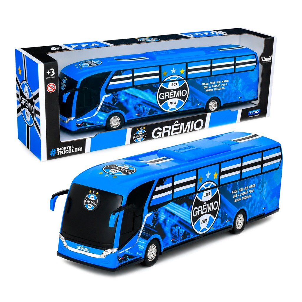Ônibus Do Grêmio Tricolor Miniatura Oficial Escala 1:30 Brinquedo 42 Cm