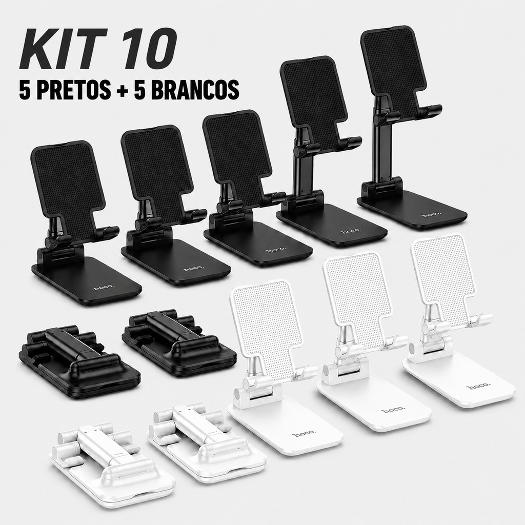 Kit 5/10 Suporte para telefones celulares e Tablets iPad e outros Celular e Tablet Dobrável Ajustável Apoio