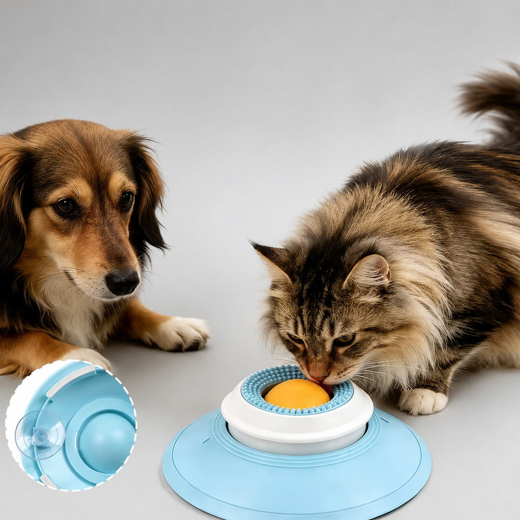 Dispensador Lambedor Interativo de Doce Cães Gatos Alimentador Pet  Brinquedo Anti-Derramamento