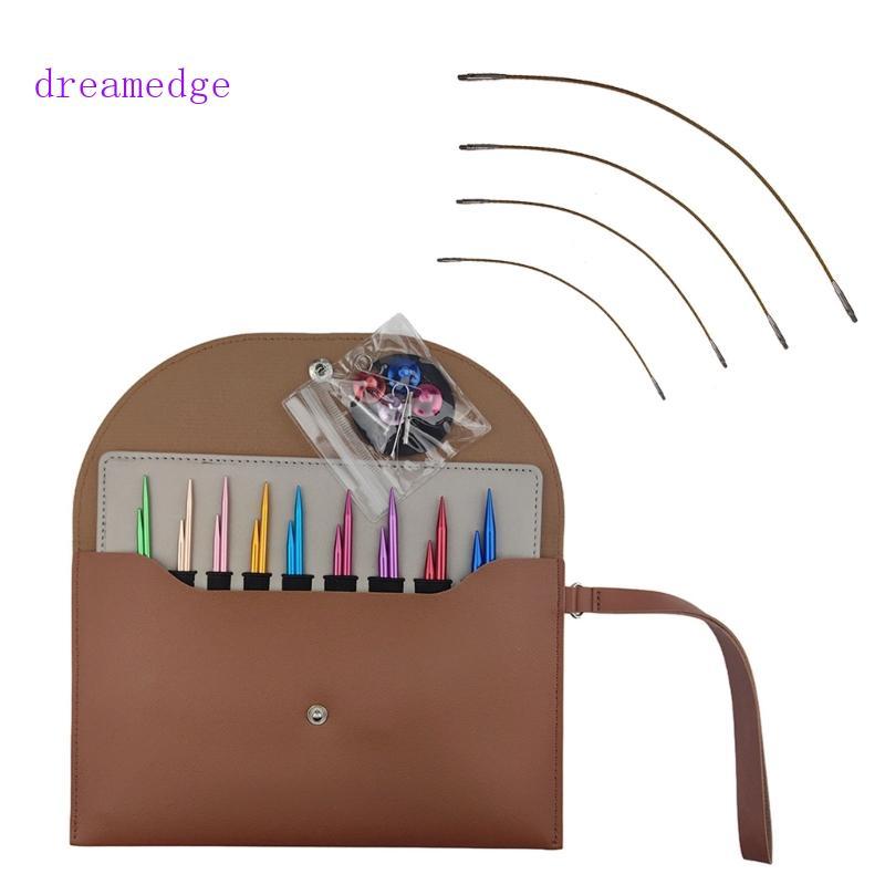 dreamedge Conjunto Tricô Circulares Alumínio, 9 Pares, Estojo, Agulha Intercambiável Para Tecela