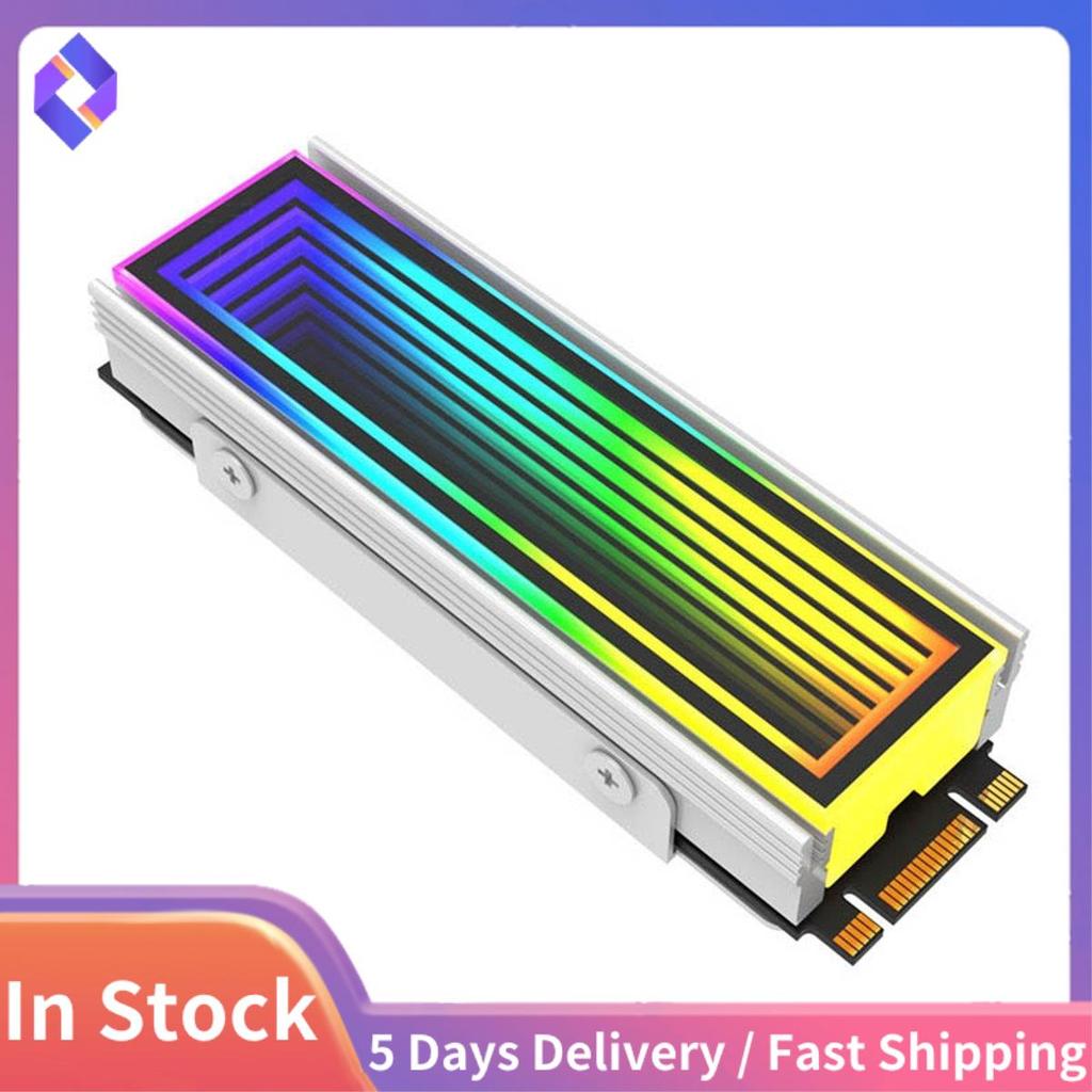 2280 SSD M2 Radiador PC RGB M . 2 Nvme Cooler Dissipador De Calor Efeito Abismo Infinito Prata