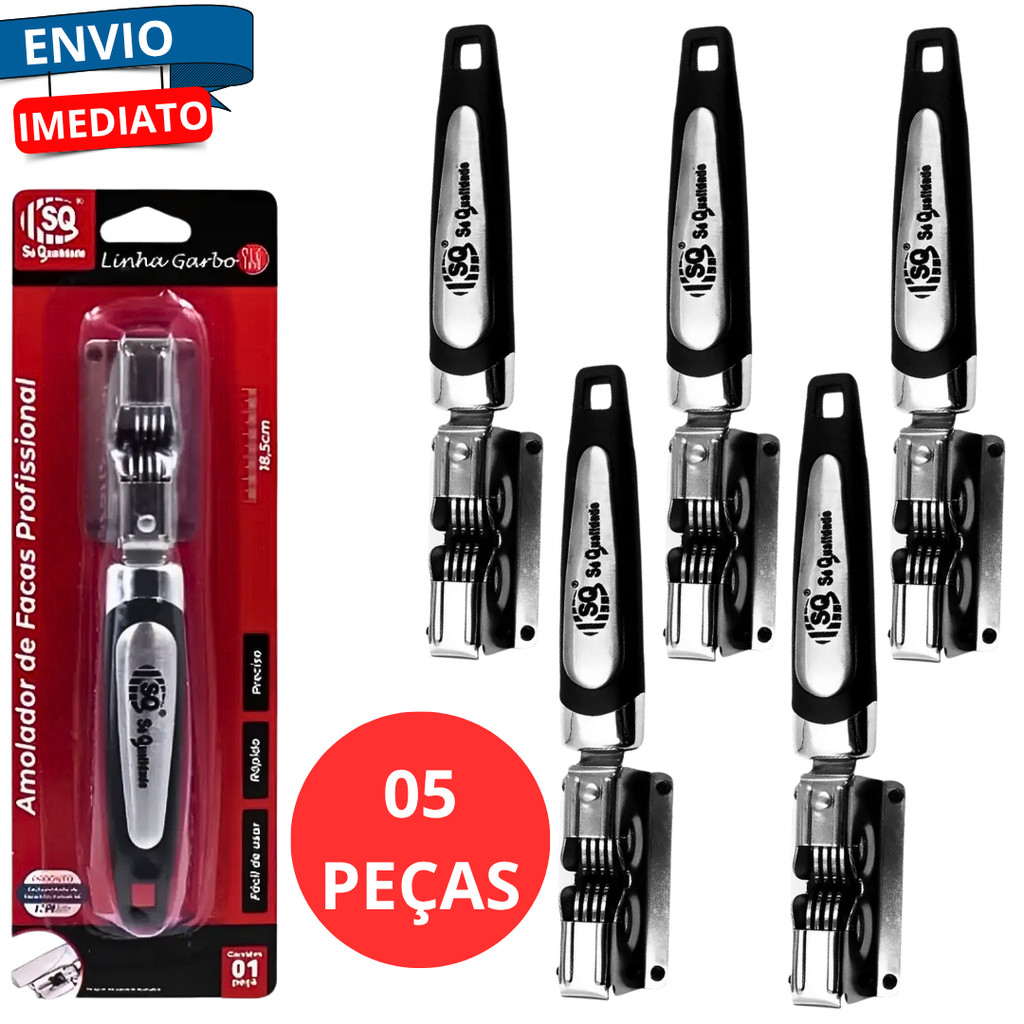 Kit 5 Afiador Amolador Facas Manual Aco Inox Profissional Facão Tesoura Portátil Multifuncional