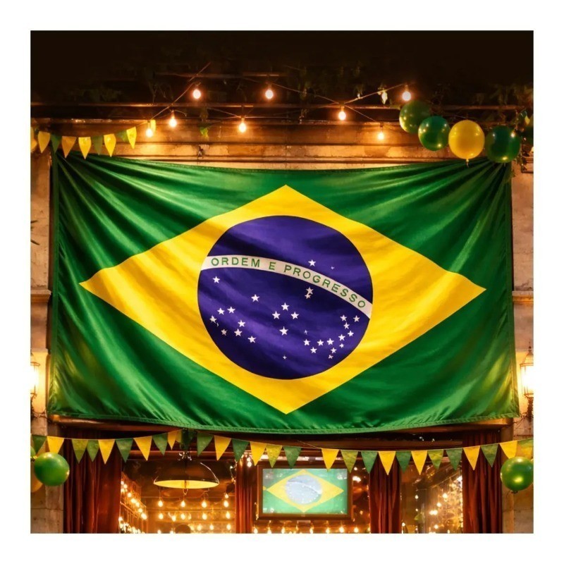 Bandeira Do Brasil Copa Do Mundo Bandeirão Grande C/ Tunel P/Mastro Haste Torcida Seleção Brasileira