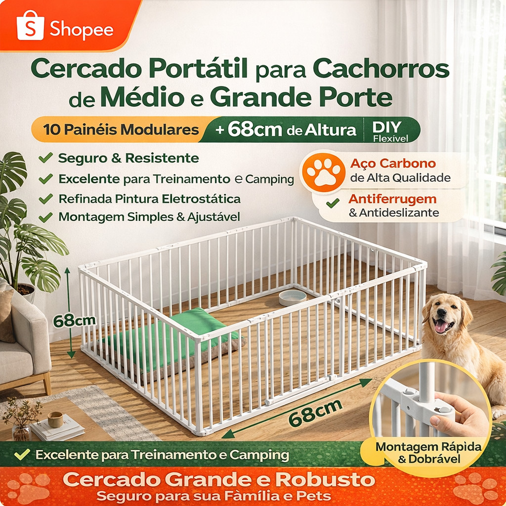 Portão de segurança para animais de estimação ou bebês, cerca dobrável para uso interno com porta.