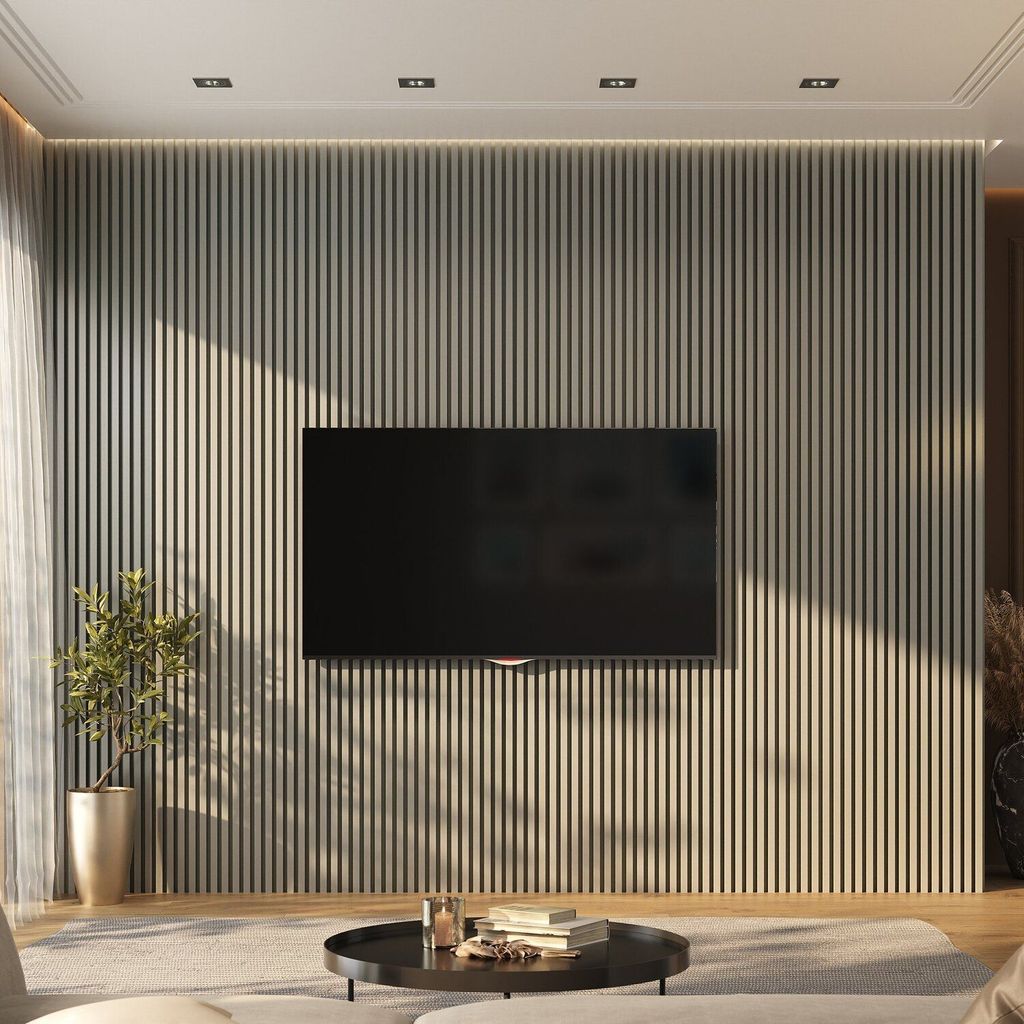 Painel Ripado de PVC Barra de 2,70MX15CM (0,40m²) Bariri Cinza