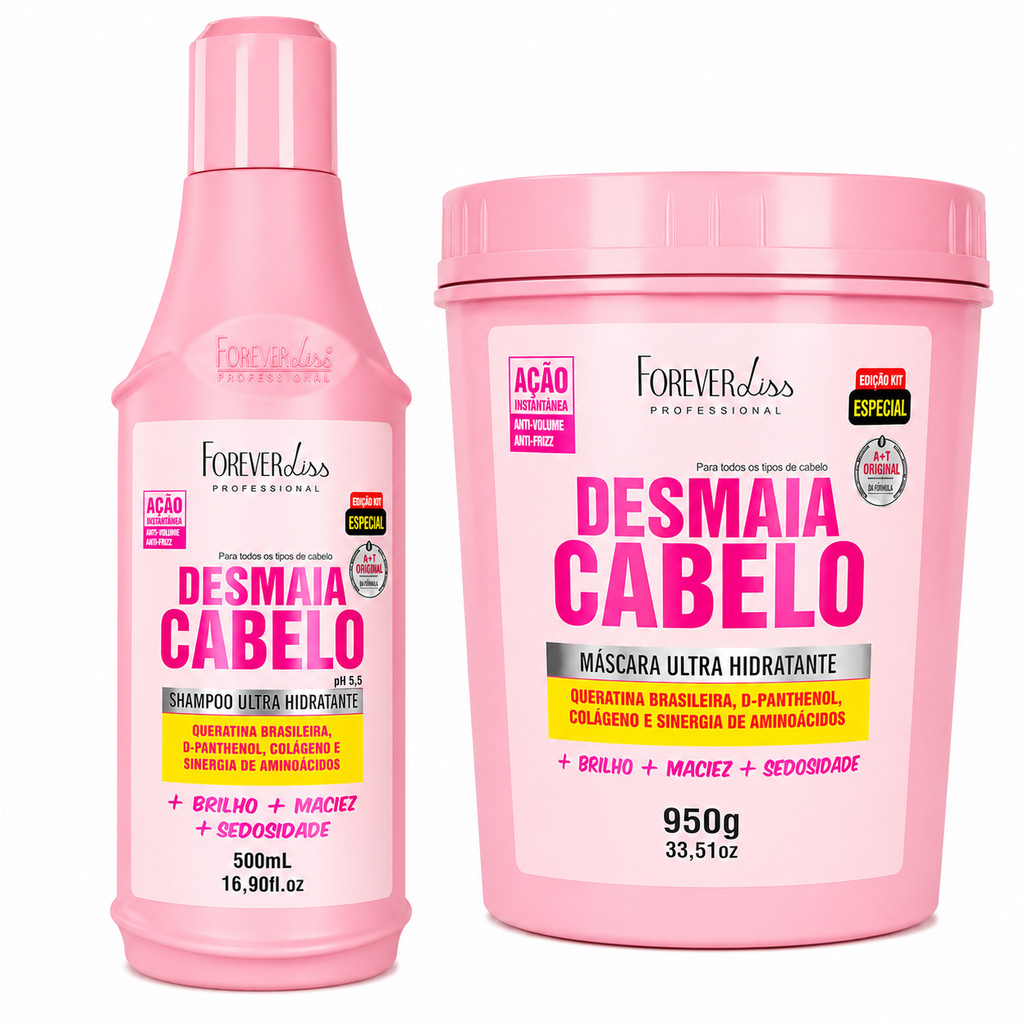 Kit Forever Liss Desmaia Cabelo Shampoo 500ml + Máscara 950g