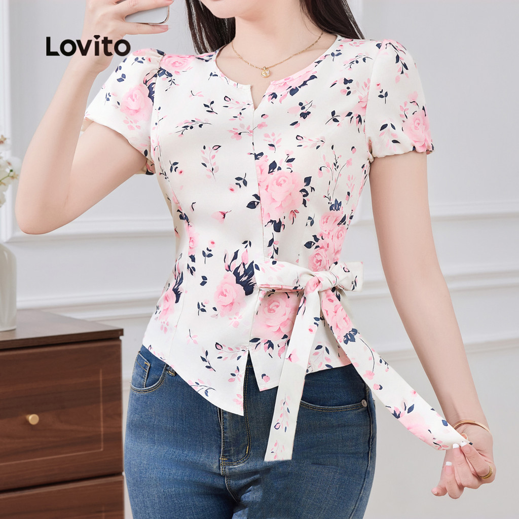 Lovito Blusa Boho de Primavera/verão com Amarração para Mulheres L143ED133 em Oferta na Shopee
