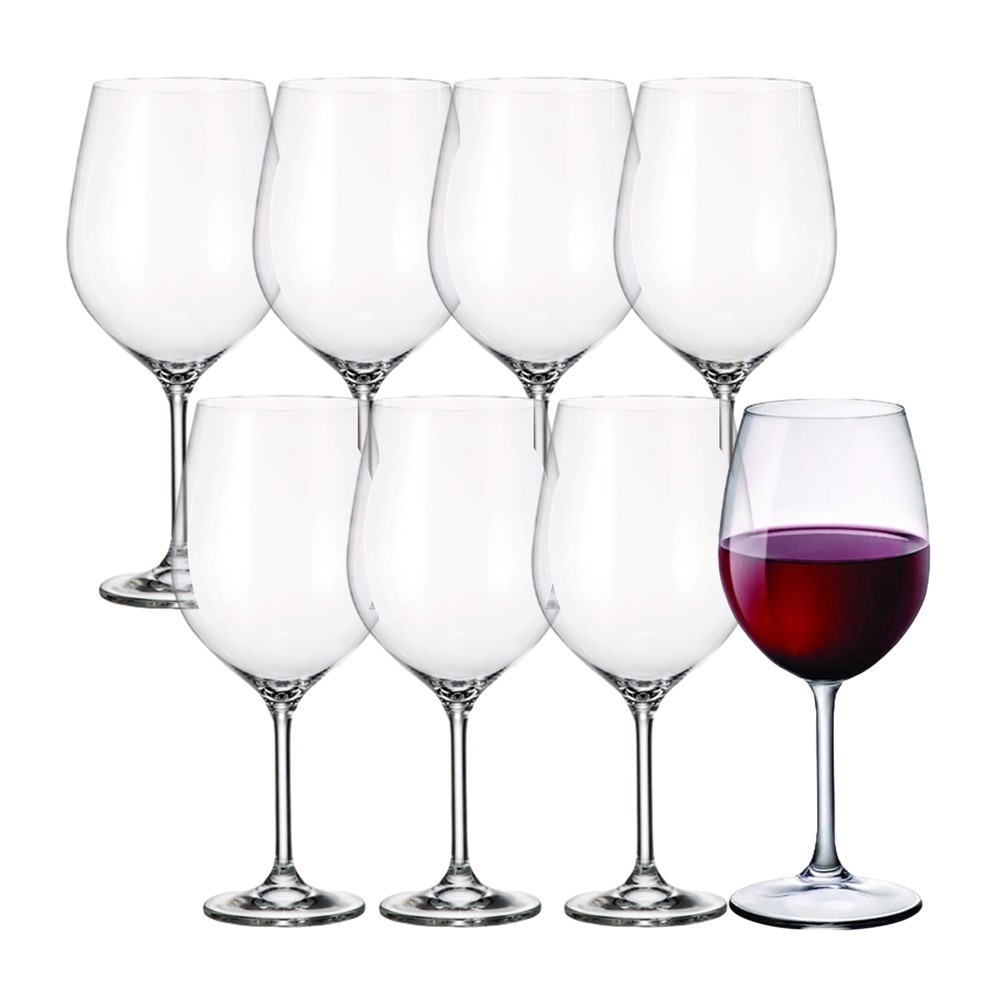 Jogo 8 Taça para Vinho Tinto 740ml em Cristal Transparente Wolff