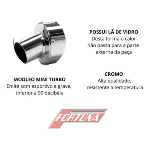 Escapamento F1 Fortuna Factor 150/fazer 150 Mini Turbo Todos Anos Cromado e Preto · foto 2