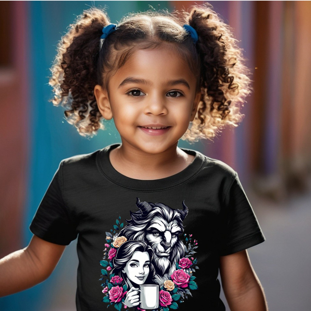 Camiseta Infantil Estampada feminina  Manga Curta Tecido Leve, Blusa infantil feminina desenho
