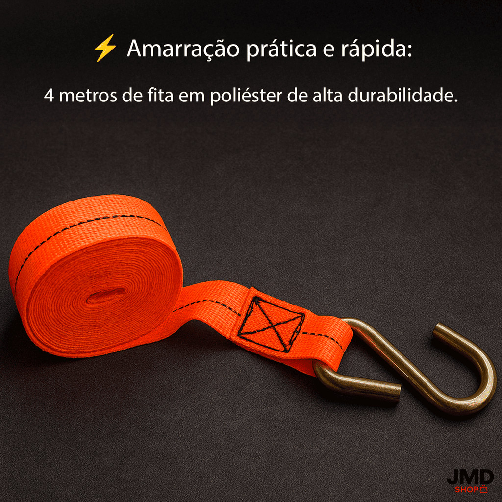 Kit Cinta  Fita Catraca Com Amarraçao De Carga 400kg Bagagem Carros