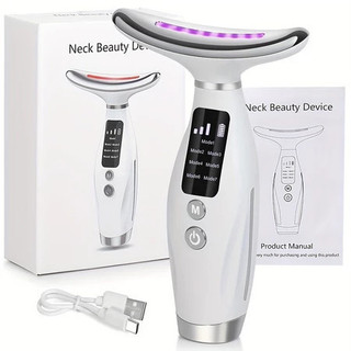 Massageador De Pele Firmeza Pescoço Led de 7 Modos Massageador Portátil Beleza para Rosto…
