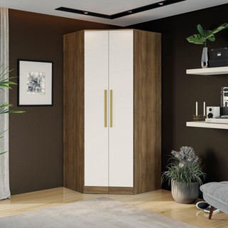 Guarda-Roupa de Canto 2 Pts Kappesberg Adapt Nogueira/Branco em Oferta na Shopee