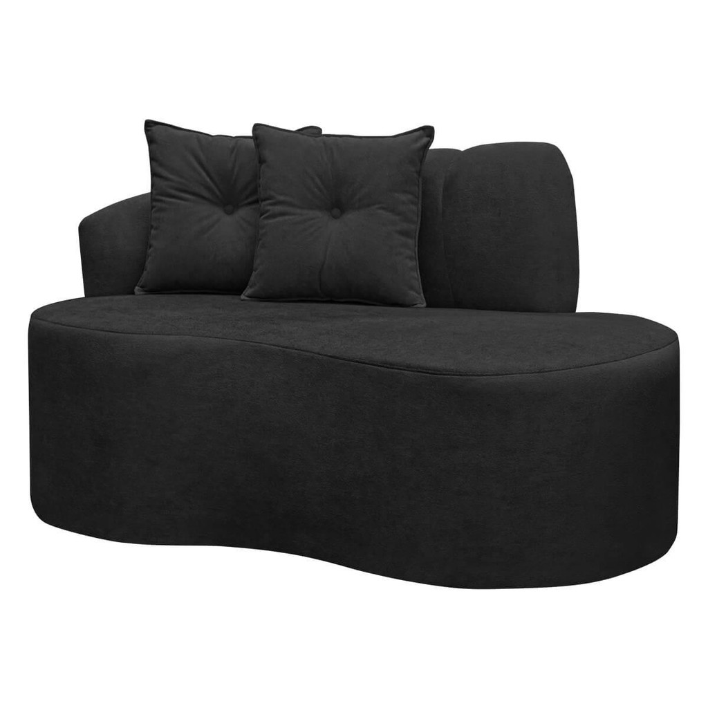 Sofá Curvo Orgânico Plaza 2 Pessoas 145cm Bouclê Preto SOFA STORE