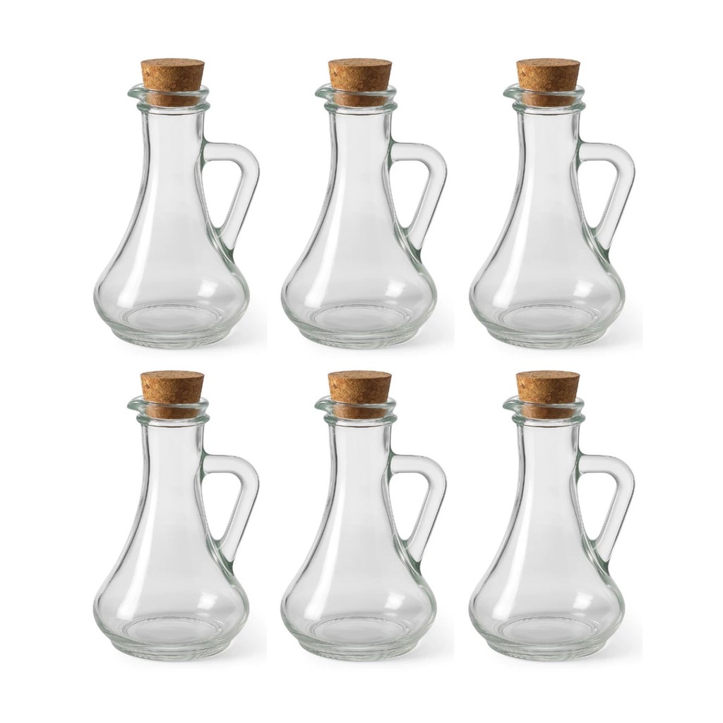 Kit 6 Galheteiro Clássico De Vidro Tampa De Rolha Sicilia 300ml | Napoli 300ml | Roma 350ml