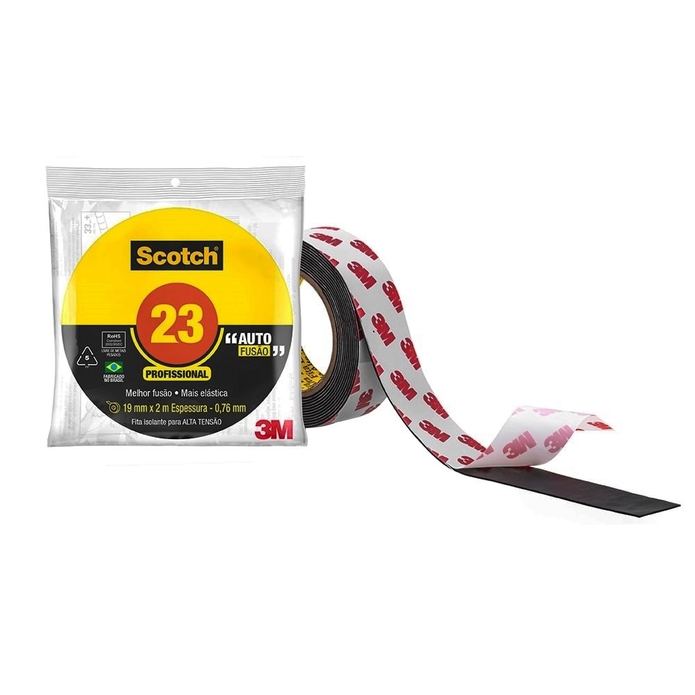 Fita Isolante 3m Auto Fusão Scotch 23 + 19mm x 2m em Oferta na Shopee