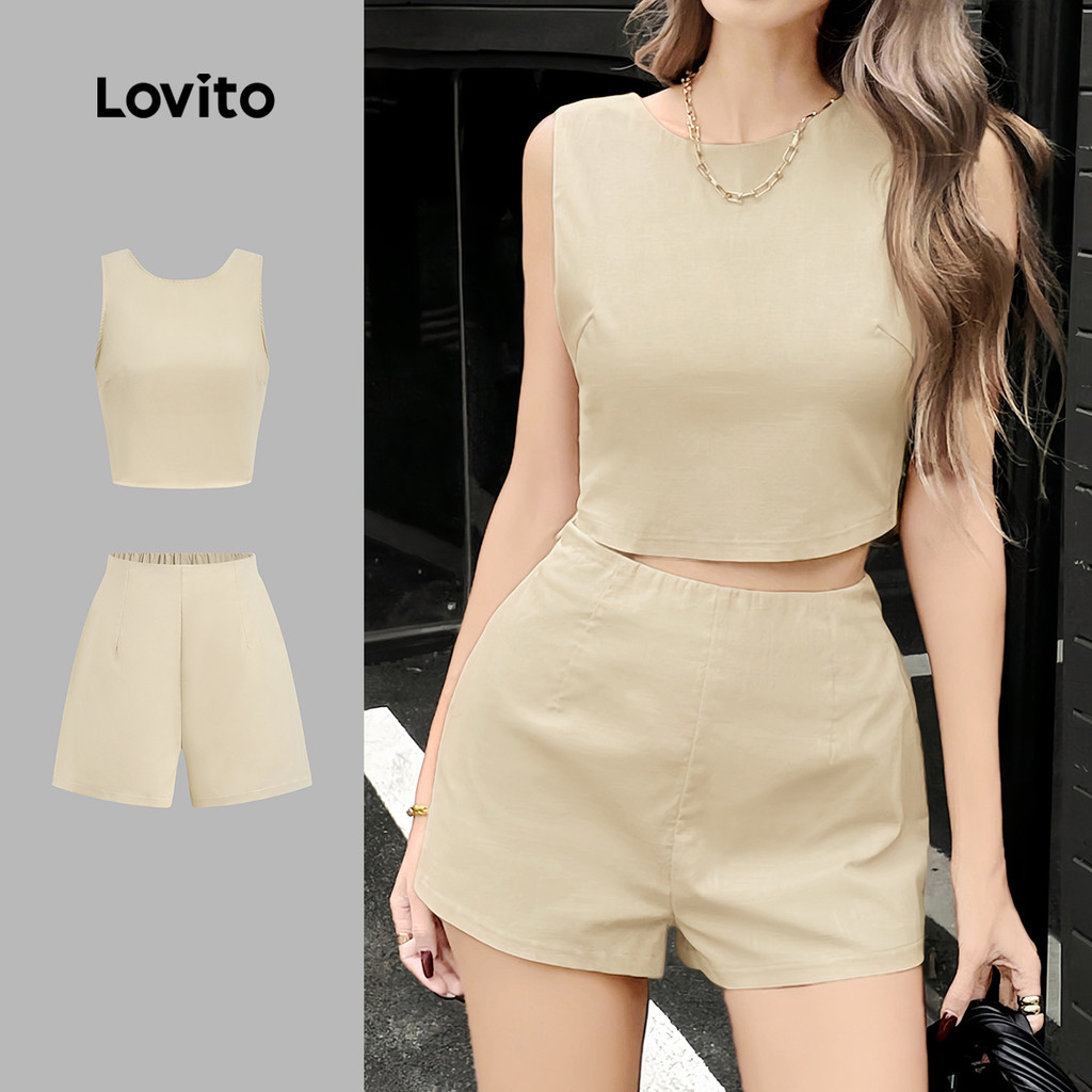 Primavera verão costas rendas Halter colete Shorts terno-SHB149P1D1202 em Oferta na Shopee