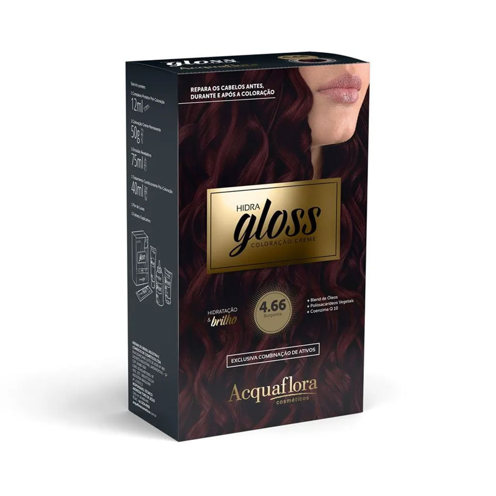 Coloração Acquaflora Hidra Gloss 4.66 Borgonha em Oferta na Shopee