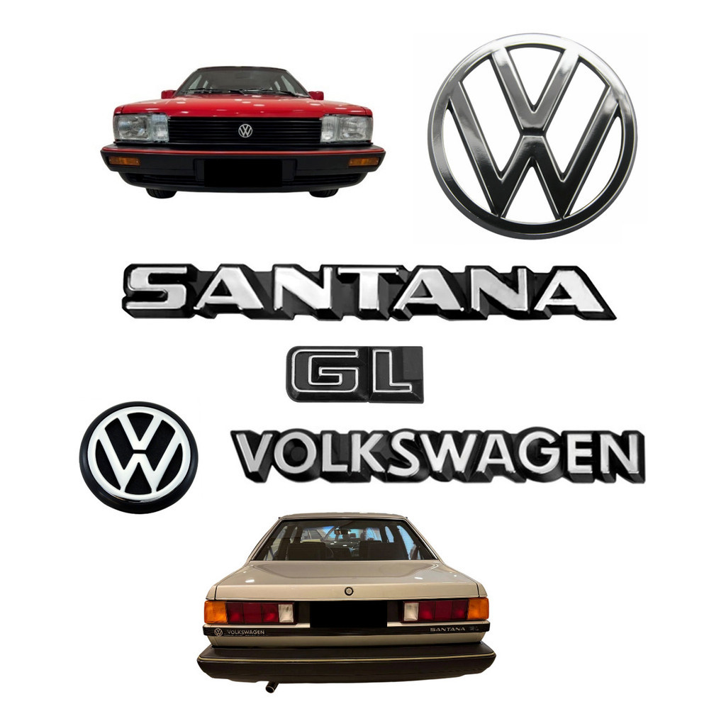Emblemas Santana Gl Volks + Vw Da Grade E Mala - 1987 À 1990