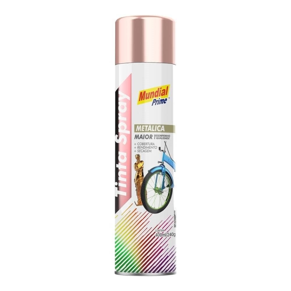 Tinta Spray Mundial Prime Metálica Rose Gold 400ml