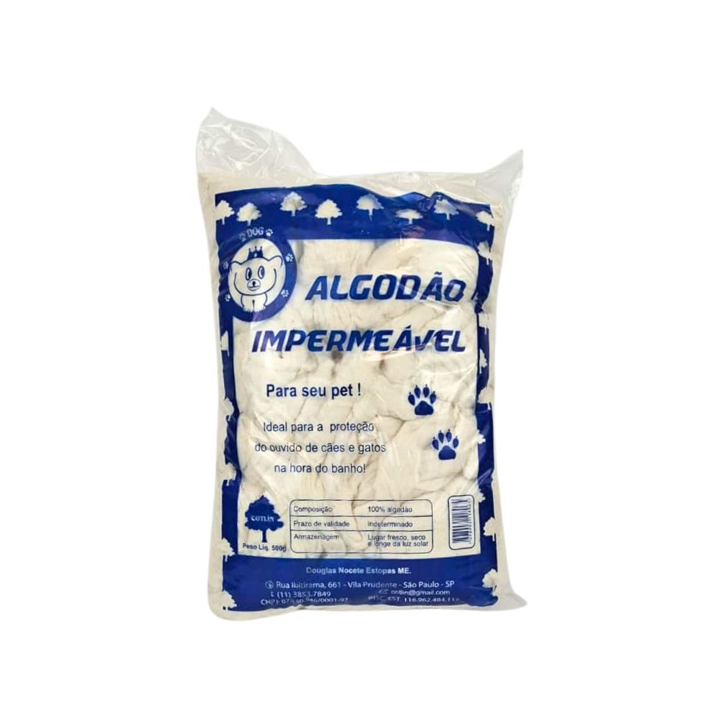 Pacote de Algodão Impermeável Hidrófobo Para Pet Cães Gatos - 500g