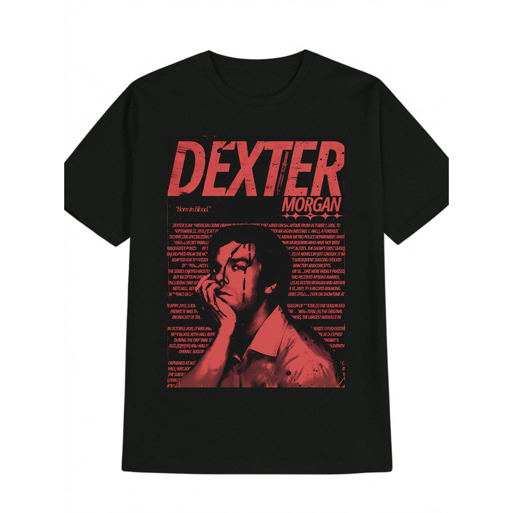 Camiseta Unissex Oversized Plus Size Feminina Masculina Dexter Morgan Retrato Vermelho Unissex  100% Algodão Urbano Envi