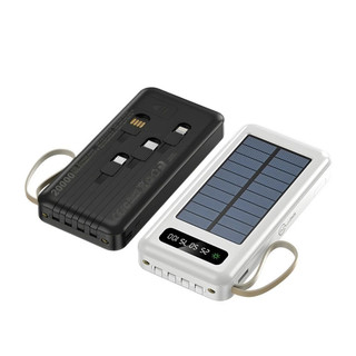 Carregador 20.000mah Solar Power Bank  Portátil Com 4 cabos 5 Em1 LED lanterna e Suporte …