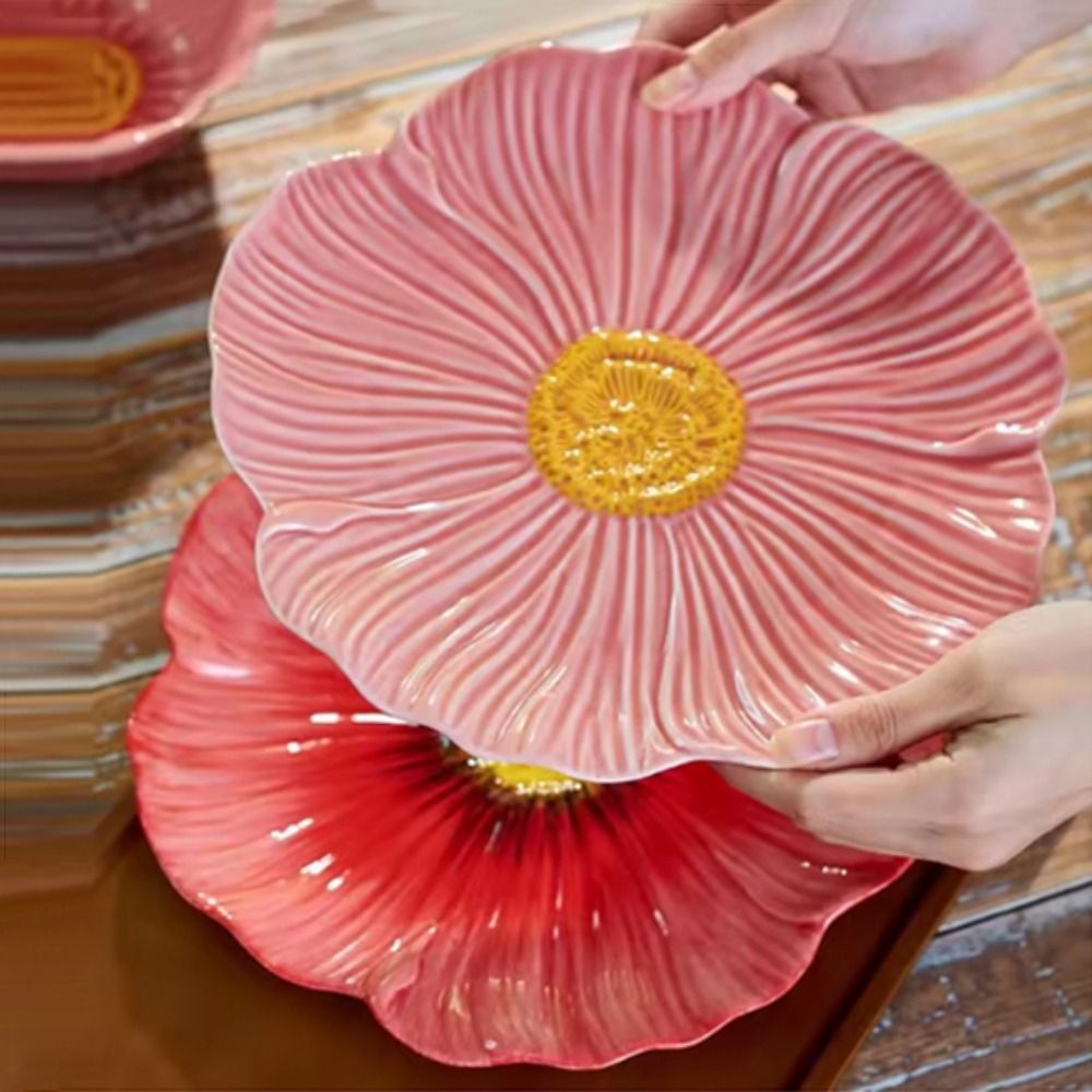 Pratos De Jantar NANZHIJIANT , Prato De Flores De Cerâmica Moderno Doméstico , Tigelas De Sopa Leves E Luxuosas Estilo A — imagem 2 de 2