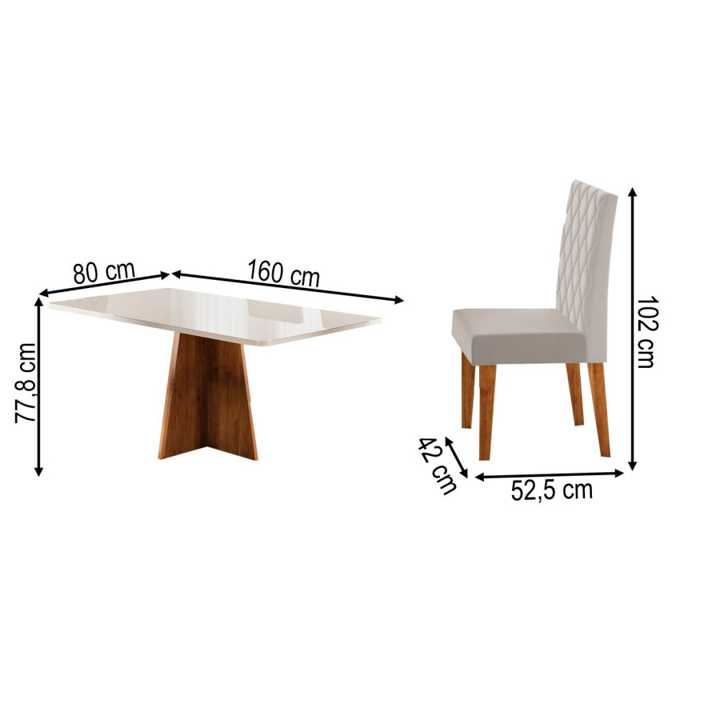 Detalhes do Mesa de Jantar 6 Lugares Antonella com Vidro - Viero Móveis