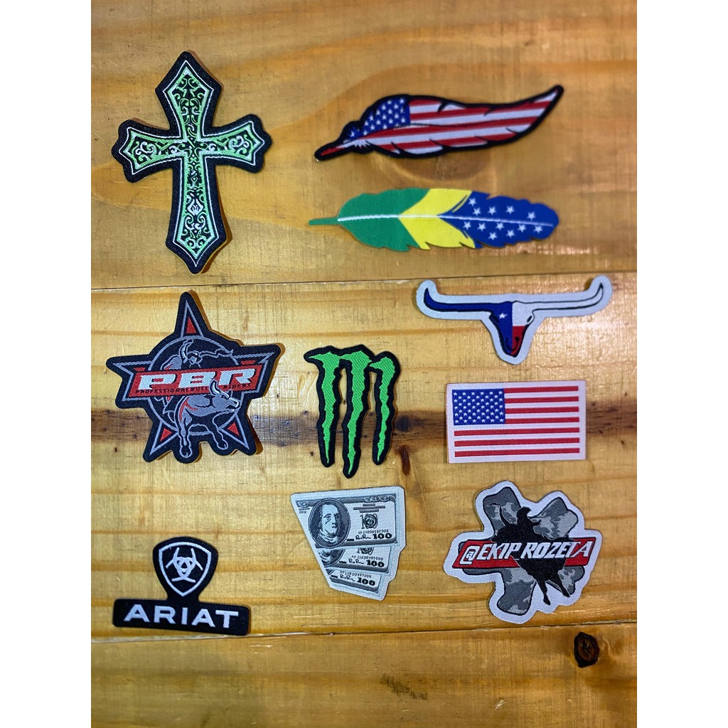 KIT 10 ADESIVOS COUNTRY PATCHES BORDADOS TECIDO em Oferta na Shopee