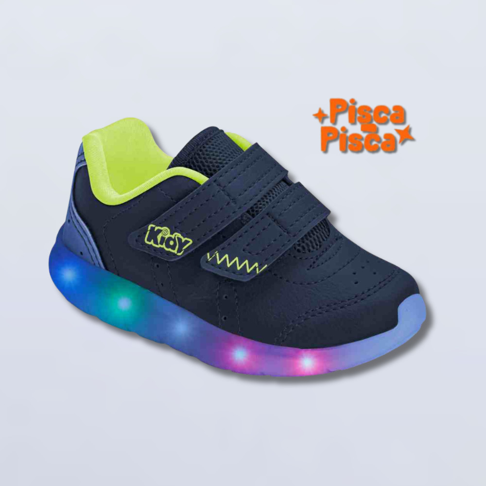 Tênis Infantil Kidy Flex Light Menino Luz LED Confortável Antiderrapante Passeio Casual Anatômica