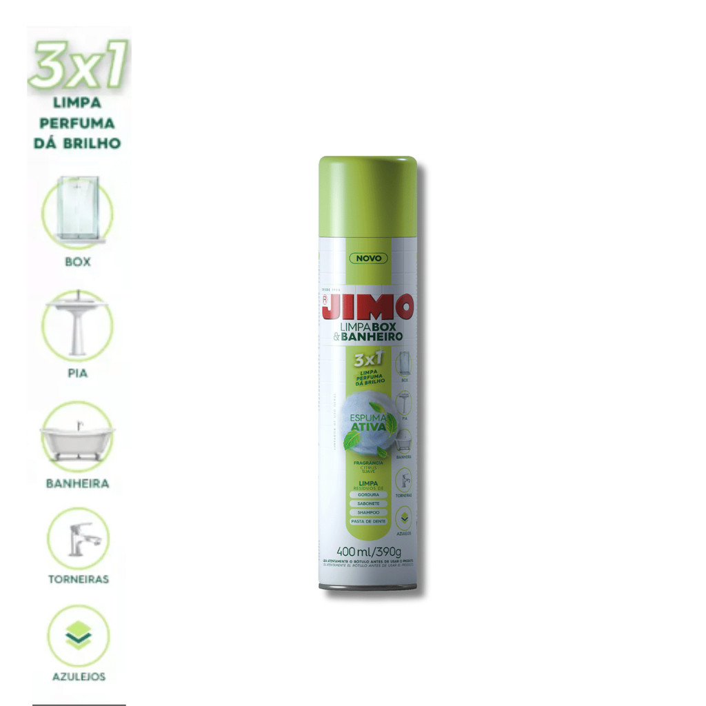 Limpa Box e Banheiro Vidros Spray Limpeza Profunda e Desengordurante Multiuso 400ml - Jimo em Oferta na Shopee