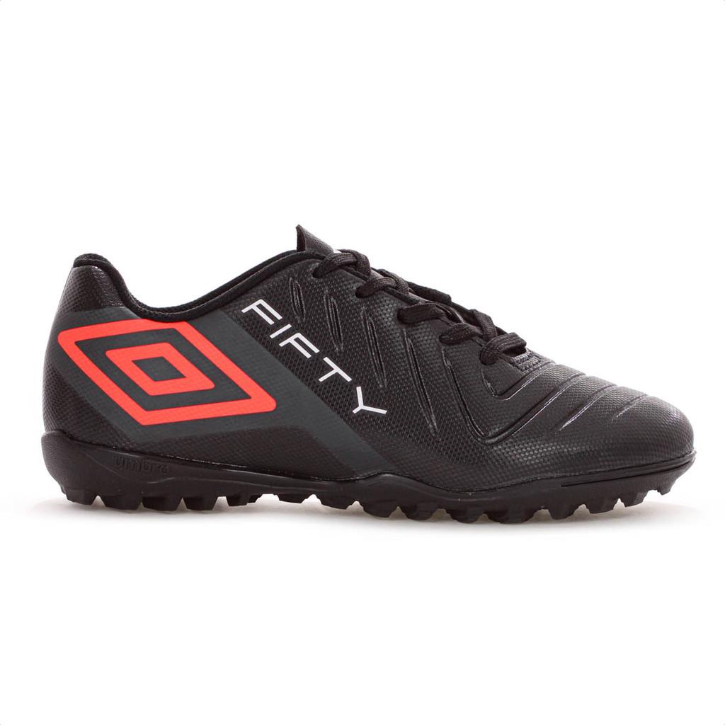 Chuteira Umbro Society Fifty Vi Jr Preto Coral e Branco - Juvenil em Oferta na Shopee