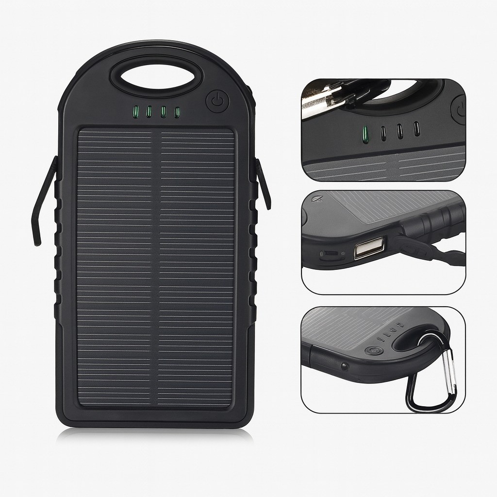 Power Bank Solar Carregador Portátil Bateria Externa Celular USB Viagem Trilha Pesca Emergência