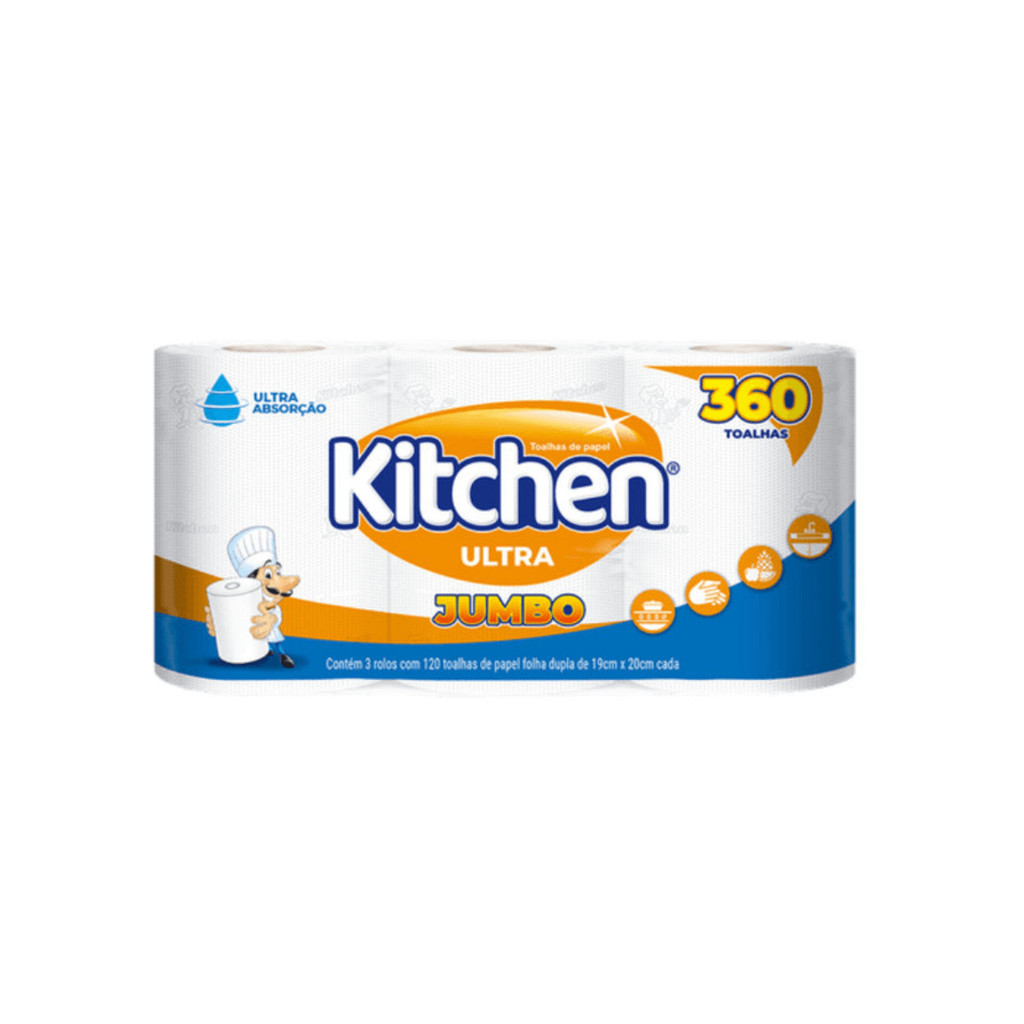 PAPEL TOALHA FOLHA DUPLA KITCHEN JUMBO 360 FOLHAS em Oferta na Shopee