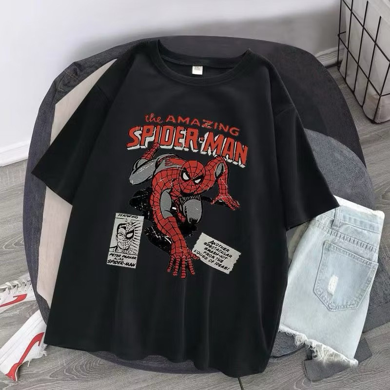 Camiseta Premium Homem Aranha Streetwear 100% Algodão Marvel Super Herói Spiderman Moda 2025