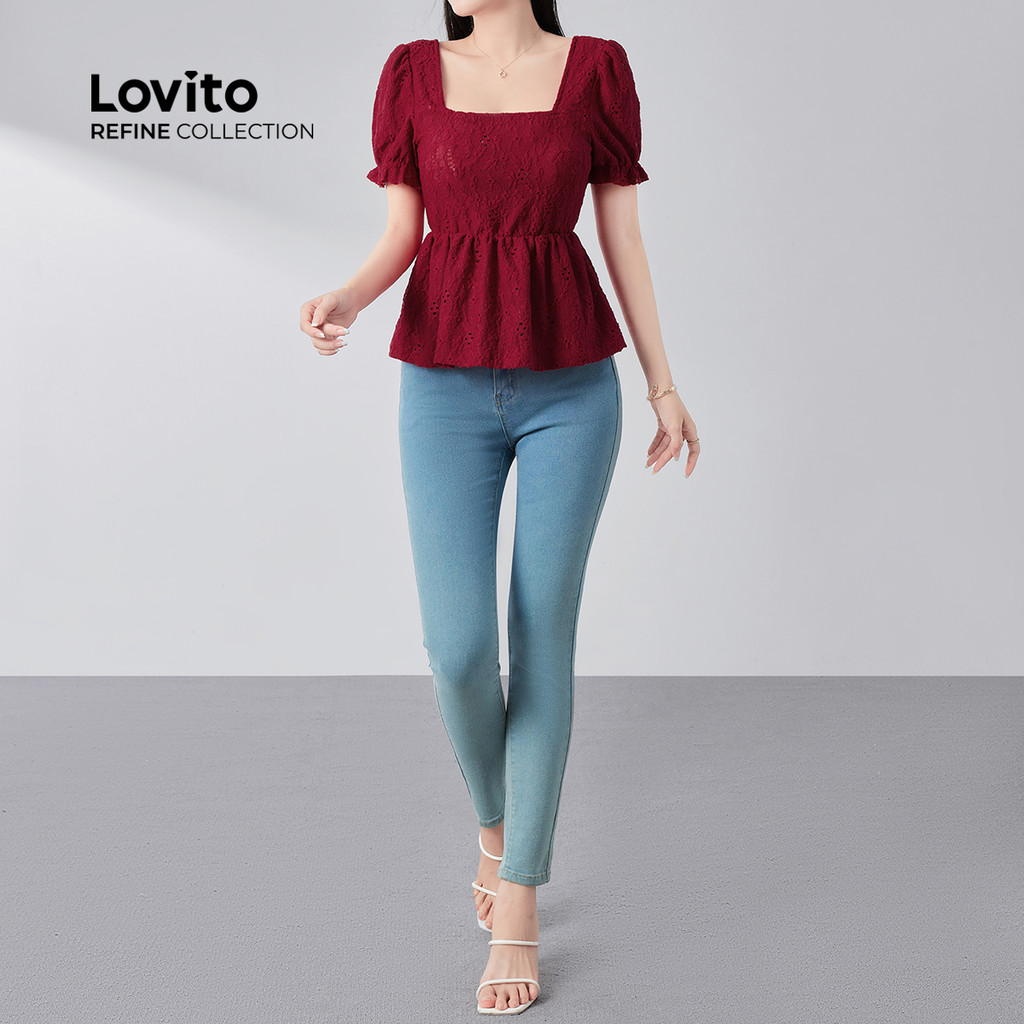 Detalhes do Blusa Vermelha Bordada Acabamento Alface Primavera/verão Boho Natal Ano Novo LR21E014