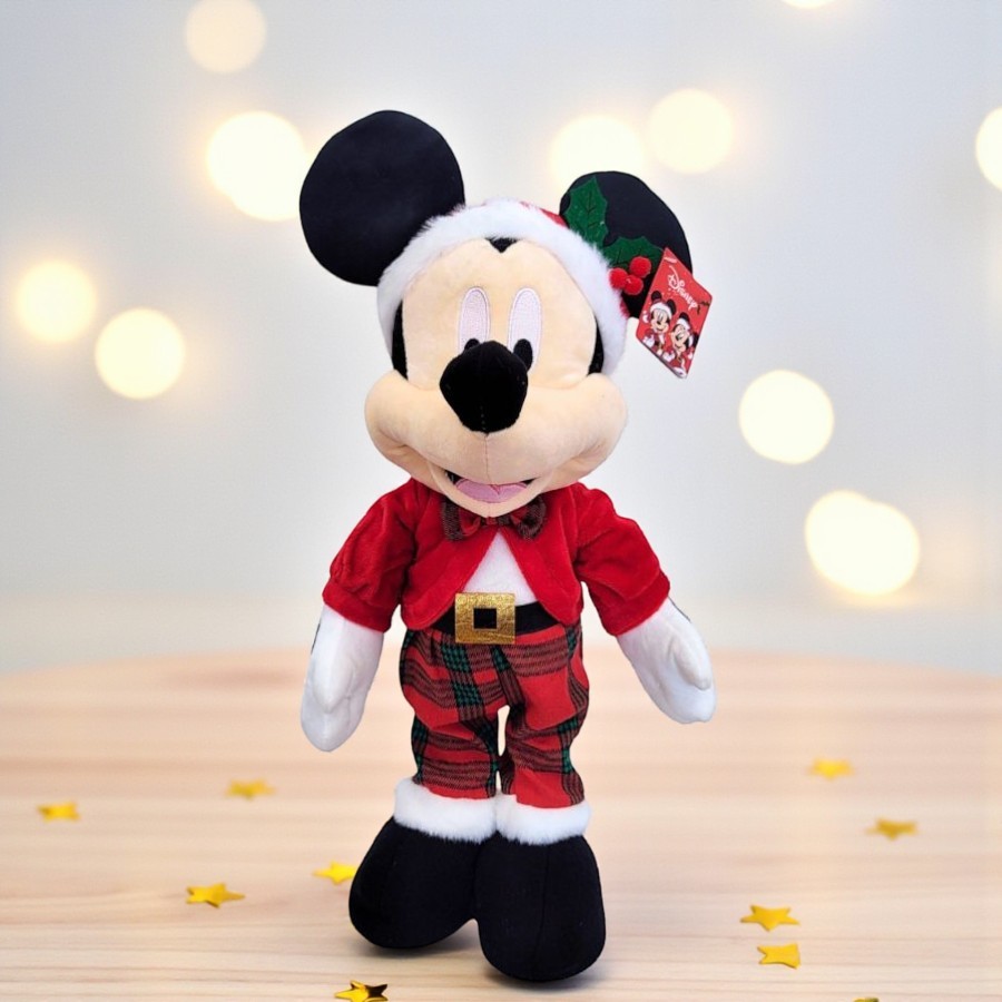 Pelúcia Decorativa de Natal - Mickey em Pé - Xadrez - 36cm - 1 unidade - Disney Original - Rizzo em Oferta na Shopee