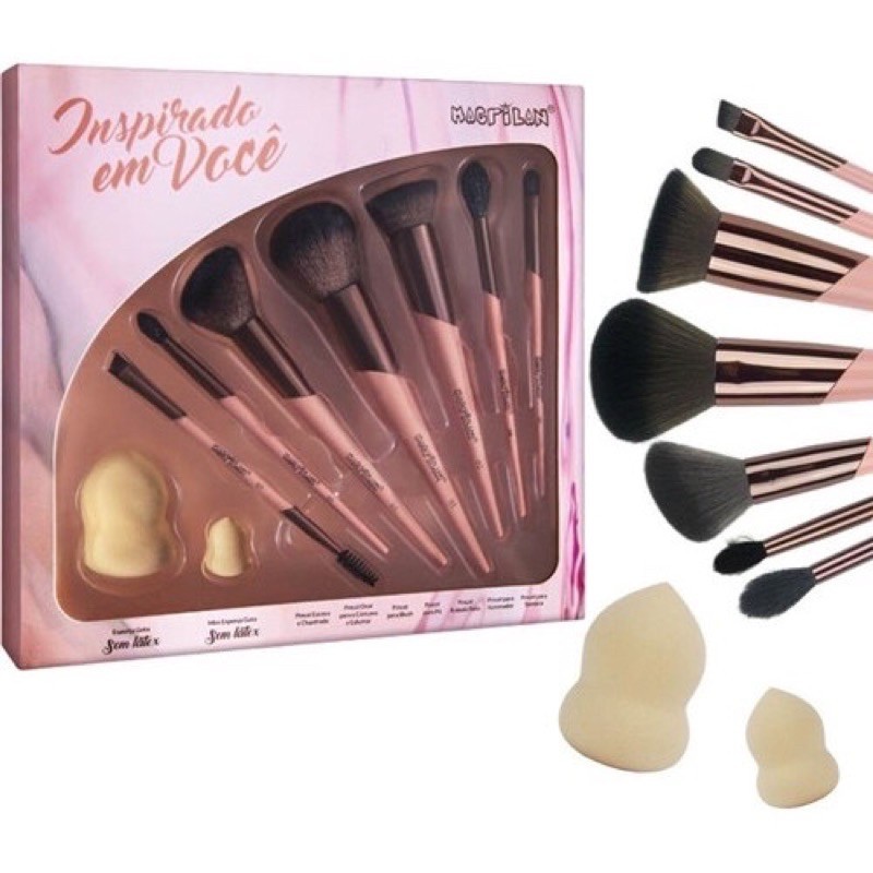 Macrilan Ed200 Inspirado em Voce Kit 7 Pincéis de Maquiagem 2 Esponjas: Onde Comprar | BuscaProdutos