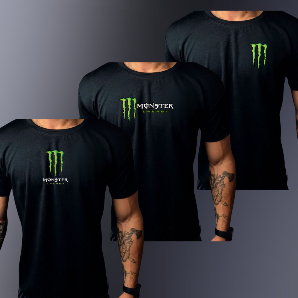 Kit 3 Camisas Mnst MIX Estampa Camiseta Dry Fit Esportiva Treino Academia em Oferta na Shopee